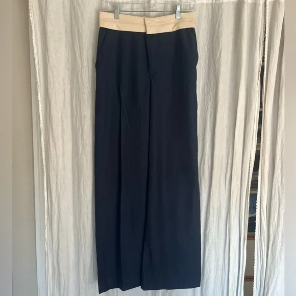 NWT Zara Contrast Waist Straight Leg Pants - Picture 2 of 7
